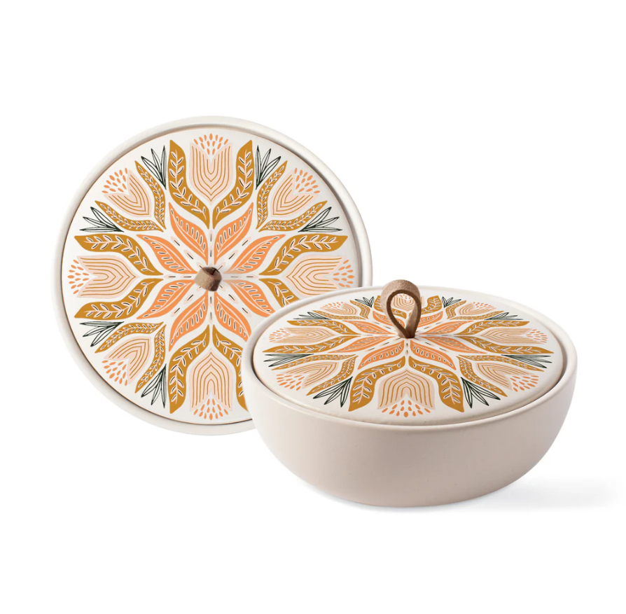 CERAMIC ROUND TRINKET BOX TULIP TILE