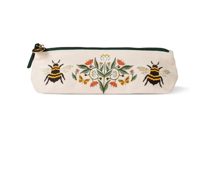 JT BEE FLORAL FLAT BOTTOM PENCIL POUCH