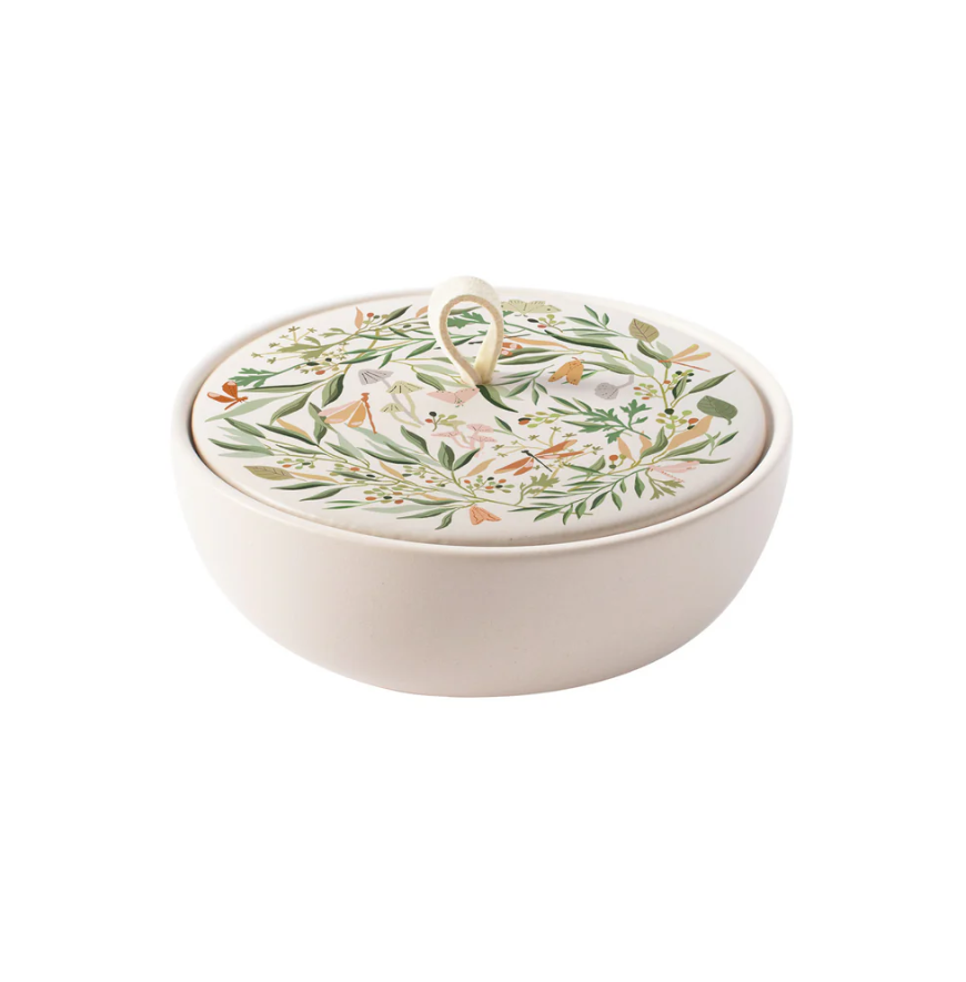 CERAMIC ROUND TRINKET BOX MORNING GARDEN