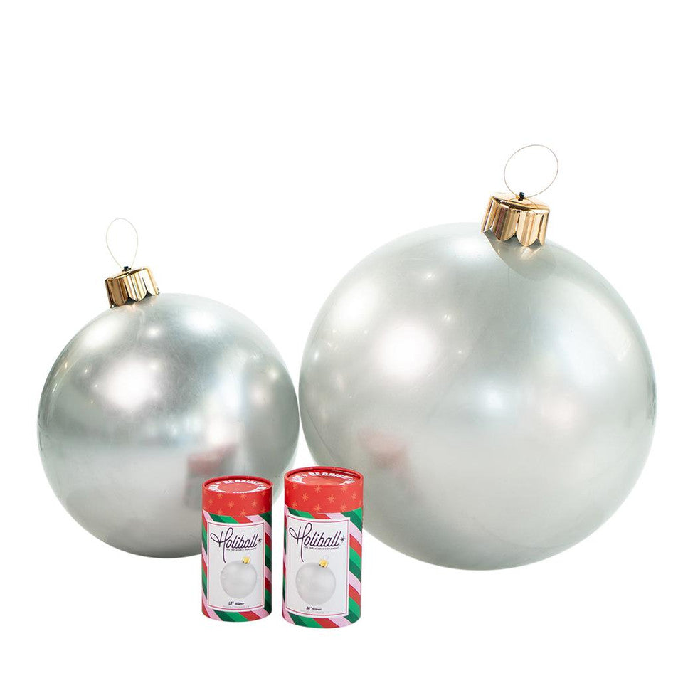 HOLIBALL MEDIUM 18" SILVER INFLATABLE ORNAMENT