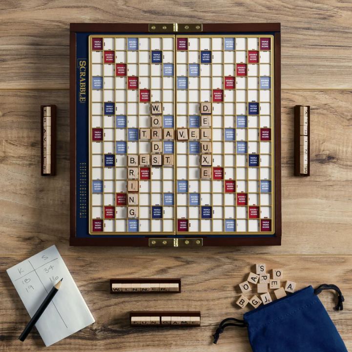 SCRABLE DELUXE TRAVEL BOX WOOD