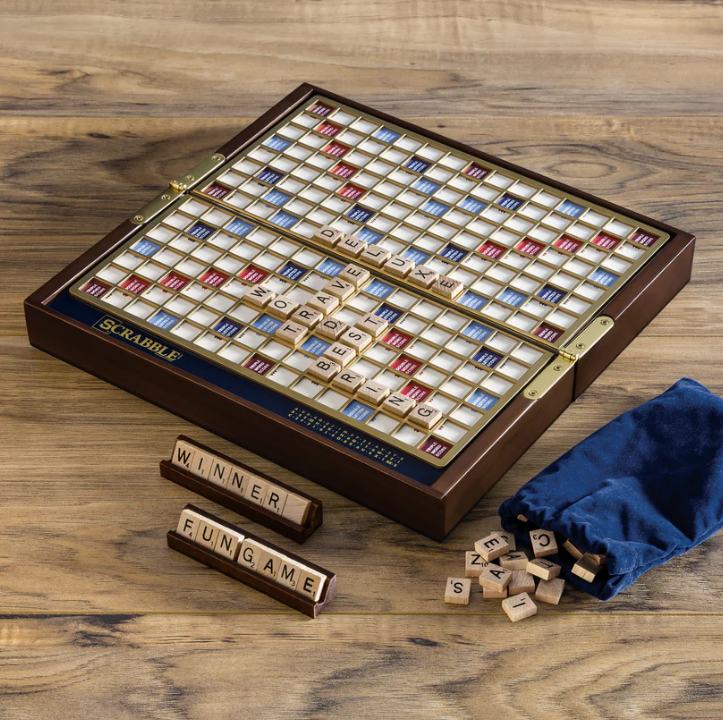 SCRABLE DELUXE TRAVEL BOX WOOD