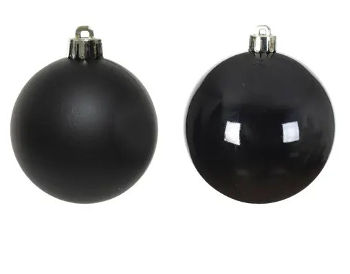 3'' BLACK BAUBLES SHATTER PROOF MIX BOX OF 6