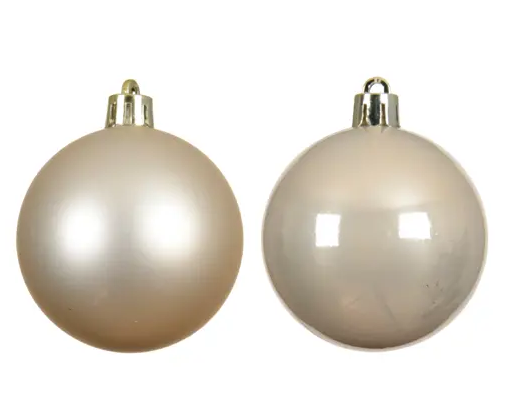 4'' BEIGE BAUBLES POLYSTYRENE MIX SET OF 4