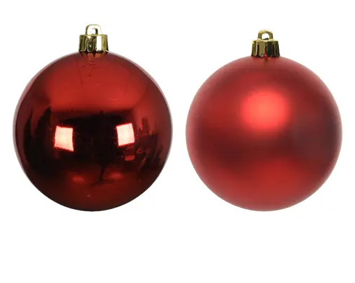 3'' RED BAUBLES POLYSTYRENE MIX SET OF 6