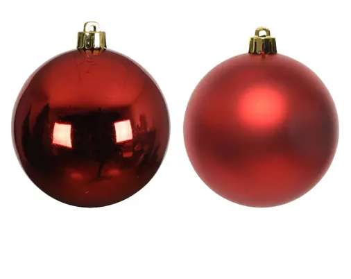 4'' RED BAUBLES POLYSTYRENE MIX SET OF 4