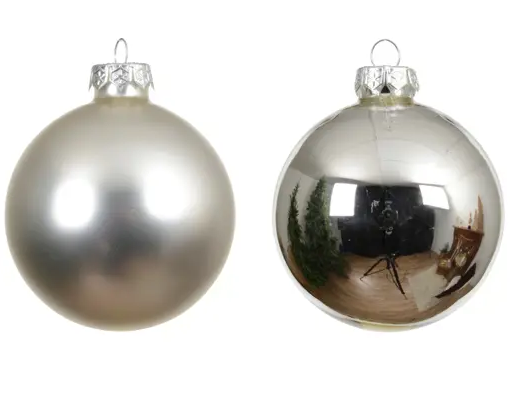 MINI BAUBLES GLASS SHINY MATT MIX SILVER SET OF 16