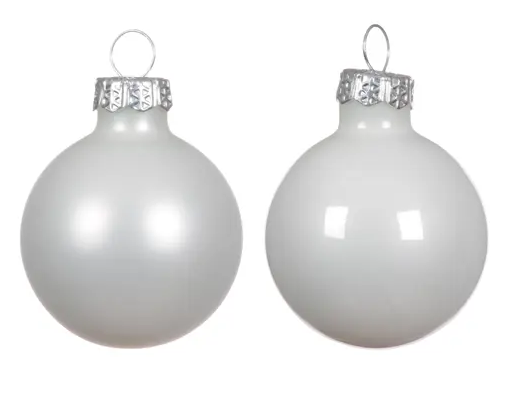 MINI BAUBLES GLASS ENAMEL MATT MIX WHITE SET OF 16