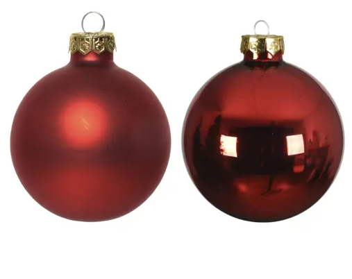 MINI BAUBLES GLASS ENAMEL MATT MIX RED SET OF 16