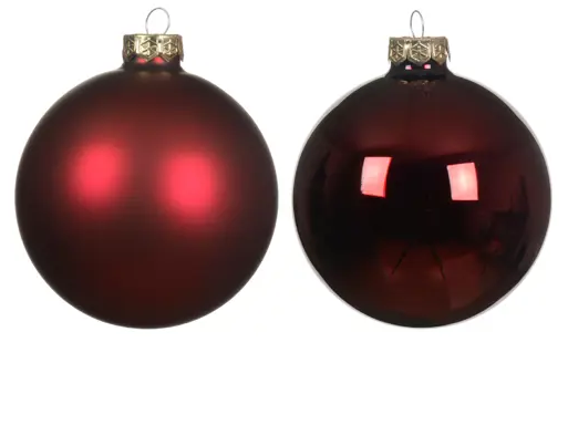 MINI BAUBLES GLASS ENAMEL MATT MIX CABERNET SET OF 16