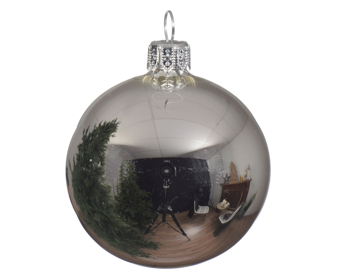 BAUBLES GLASS SHINY-SILVER 5.9IN