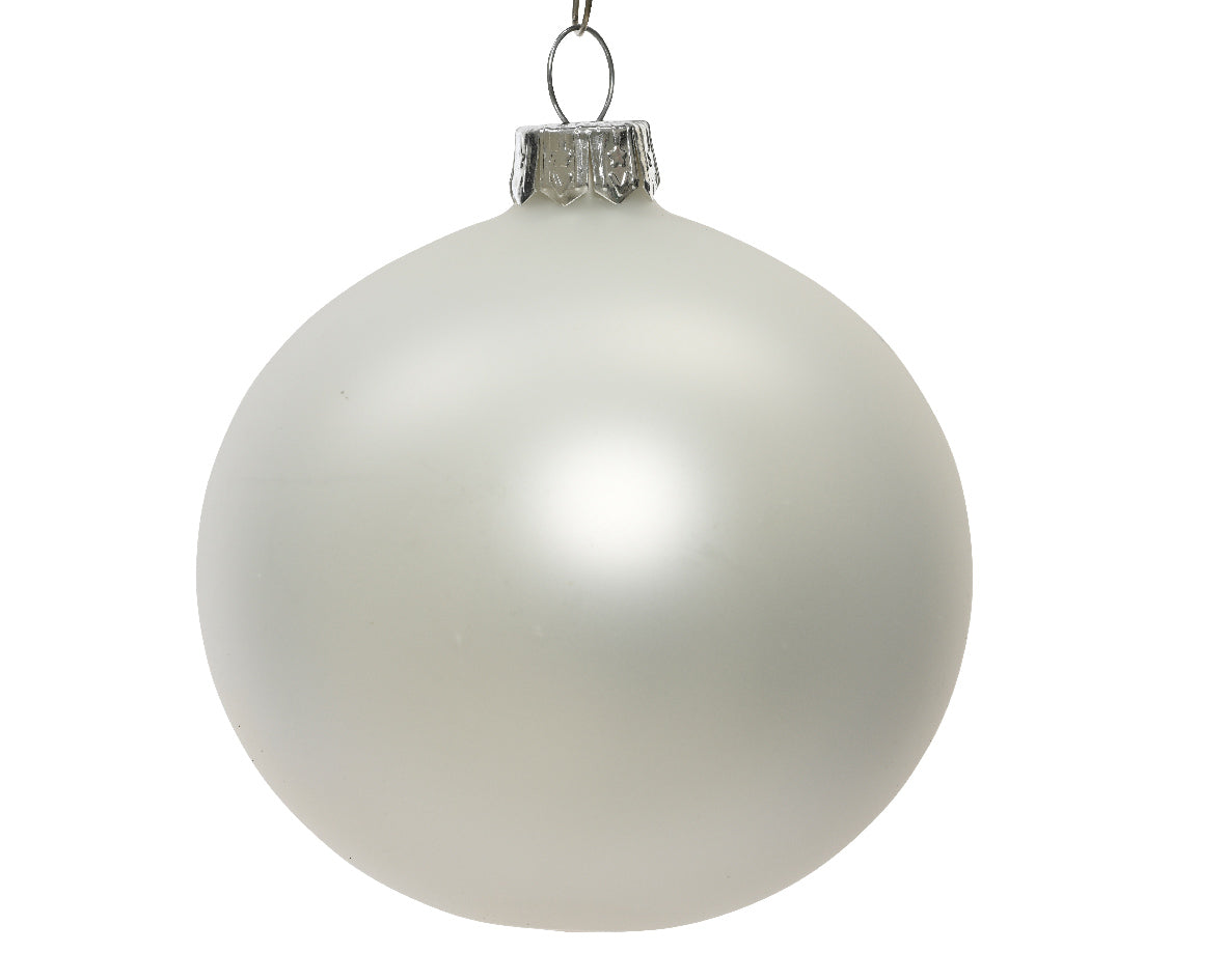 8'' WINTER WHITE BAUBLES GLASS MATT