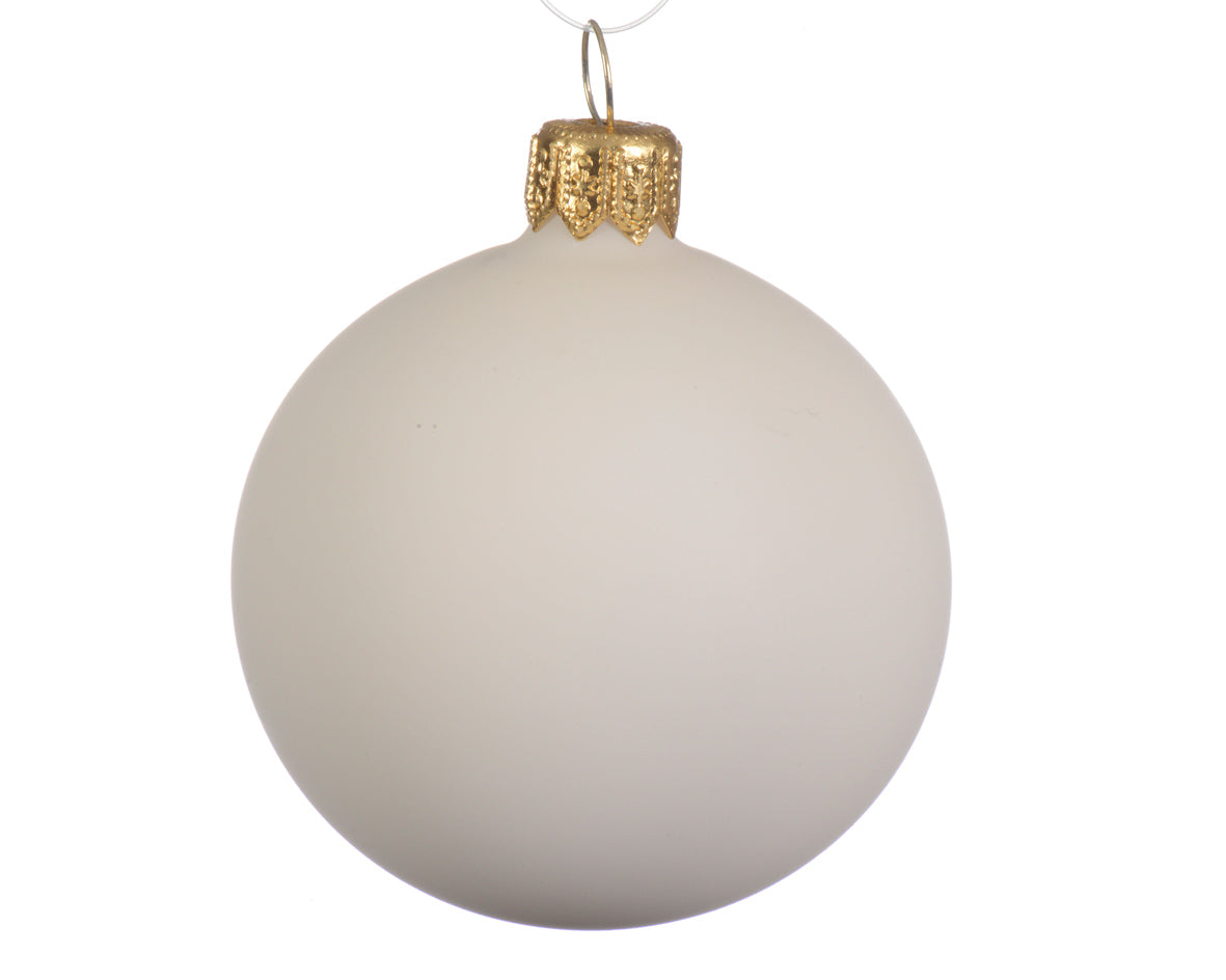 BAUBLES GLASS MATT-WOOL WHITE SET4