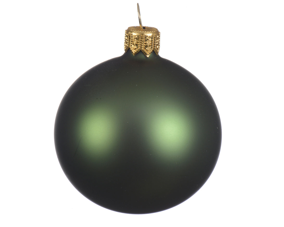 BAUBLES GLASS MATT-PINE GREEN SET 4