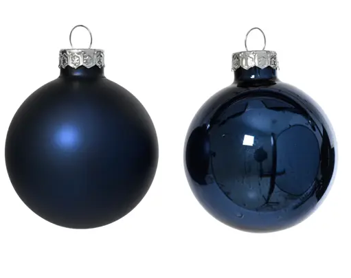 MINI BAUBLES GLASS ENAMEL MATT MIX NAVY BLUE SET OF 16