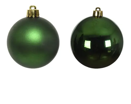MINI PINE GREEN BAUBLES GLASS ENAMEL MATT MIX GREEN SET OF 16