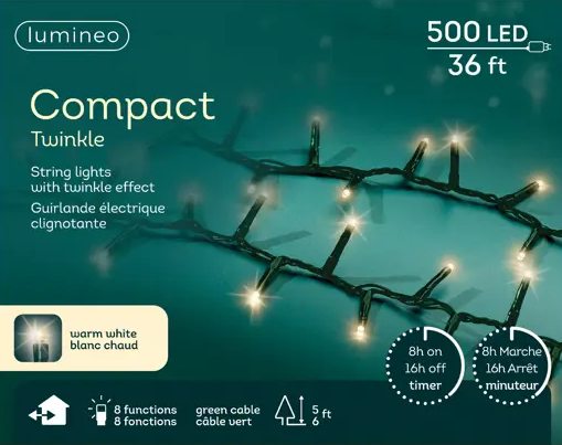 500 LED COMPACT TWINKLE EFFECT OUTDOOR- WARM WHITE