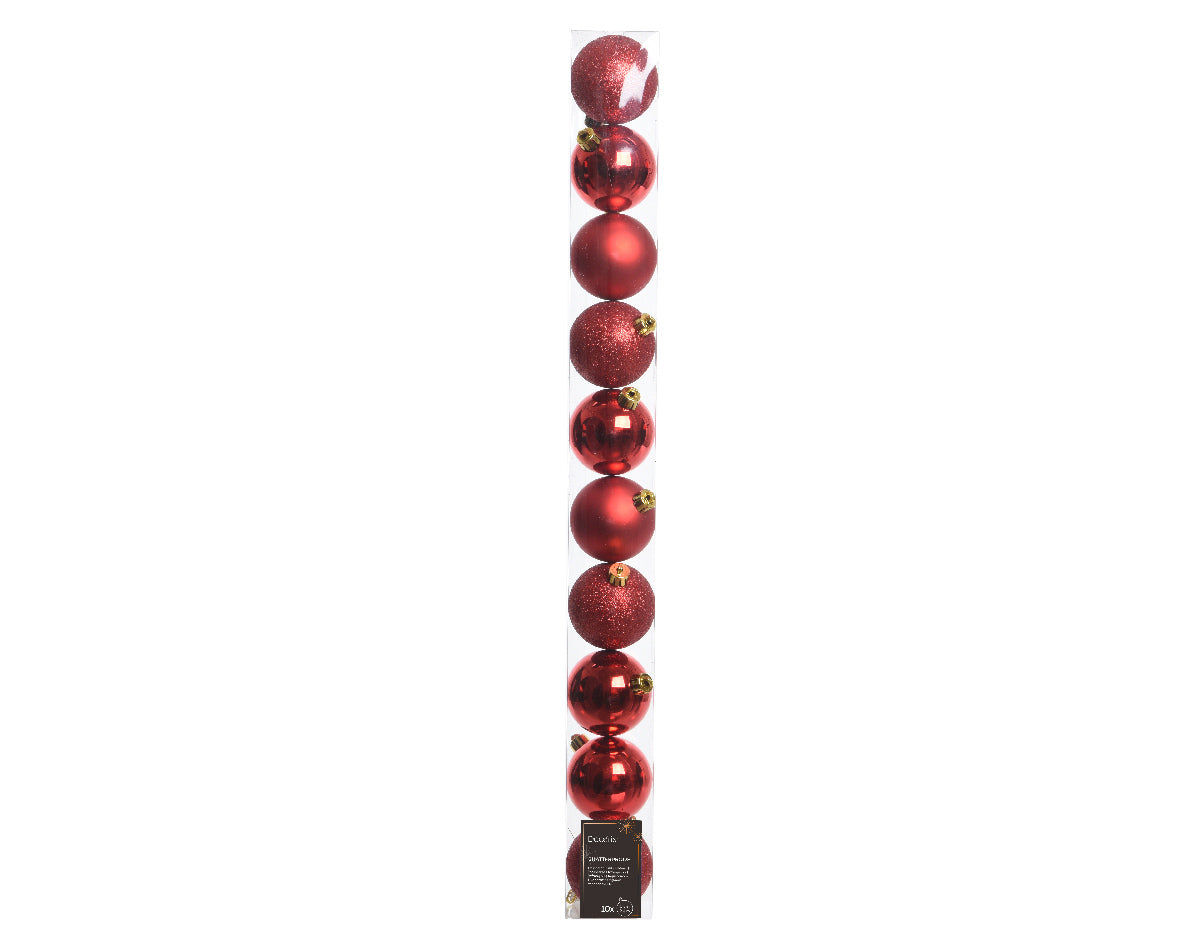 BAUBLES SHATTERPROOF SHINY,MATT-CHRISTMAS RED MIX