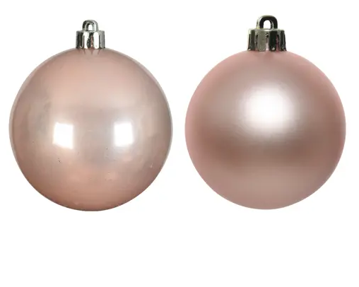 3'' BLUSH PINK BAUBLES POLYSTYRENE MIX SET OF 6