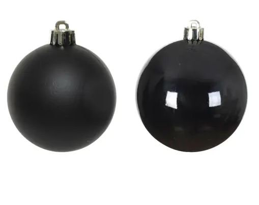 4'' BLACK BAUBLES POLYSTYRENE MIX SET OF 4