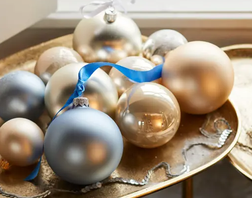 MINI BAUBLES GLASS SHINY MATT ENAMEL MIX GOLD SET OF 16