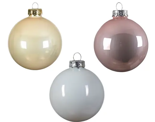 MINI BAUBLES GLASS SHINY MATT ENAMEL MIX BLUSH PINK SET OF 16