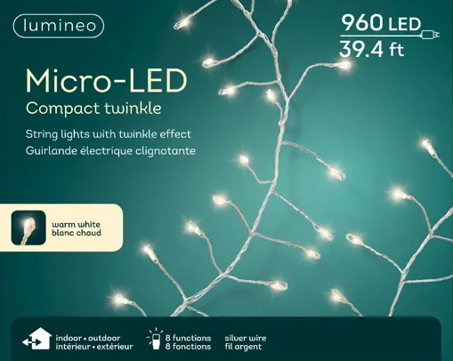 960 MICRO LED COMPACT LIGHTS 8 FUCTION WARM WHITE