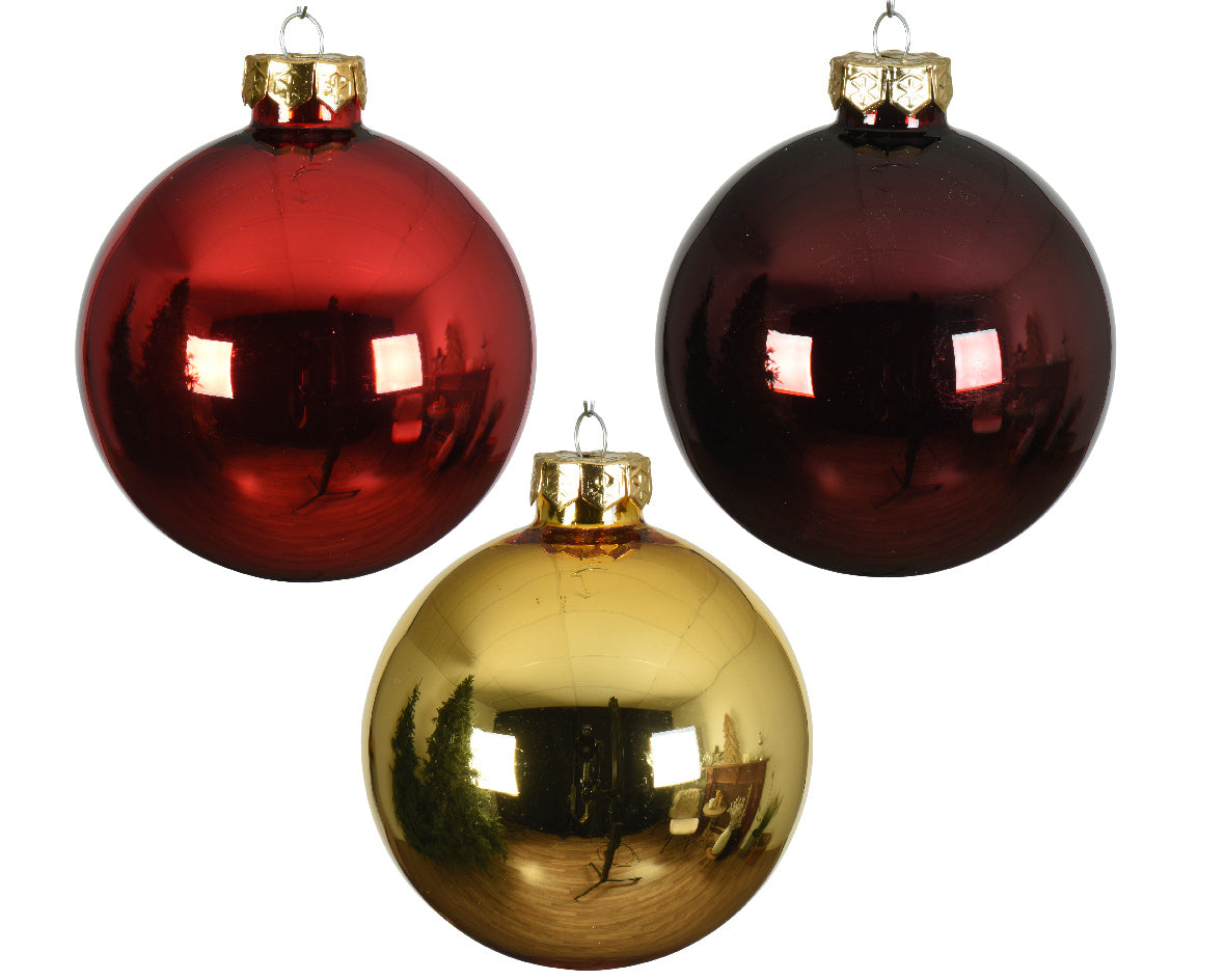 BAUBLES GLASS SHINY MIX-RED/GOLD