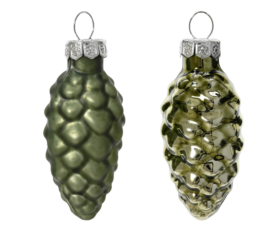 PINECONE GLASS MIX-ROSEMARY GREEN SET 12 MINI