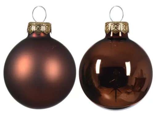 MINI BAUBLES GLASS MIX BROWN SET OF 16