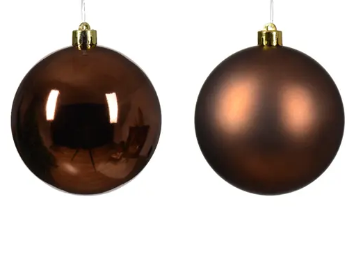 4'' BROWN BAUBLES POLYSTYRENE MIX SET OF 4