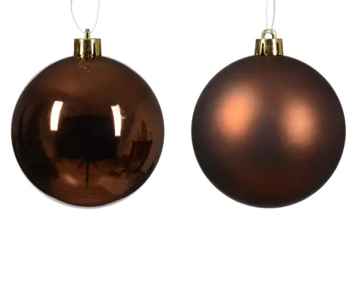 3'' BROWN BAUBLES POLYSTYRENE MIX SET OF 6