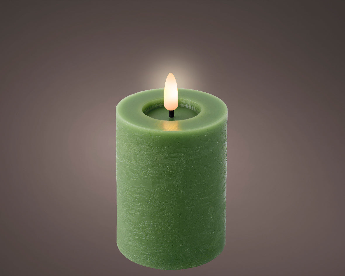 LED WICK CANDLE WAX STEADY INDOOR-GREEN/WARM WHITE