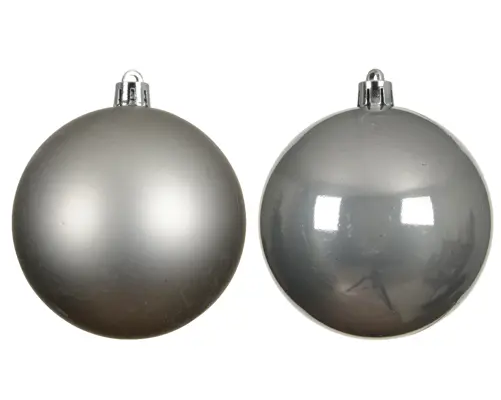 4'' SOFT GREY BAUBLES POLYSTYRENE MIX SET OF 4