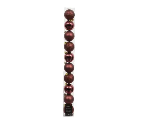 2'' CABERNET BAUBLES POLYSTYRENE MIX SET OF 10