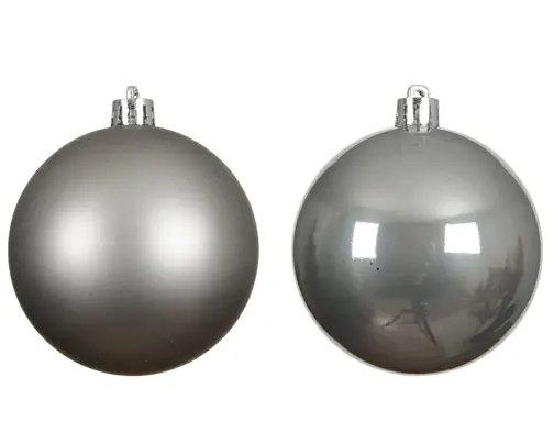 3'' SOFT GREY BAUBLES POLYSTYRENE MIX SET OF 6
