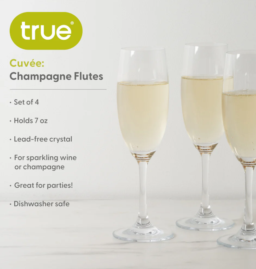 CUVEE SET 4 CHAMPAGE FLUTES TRUE 7oz