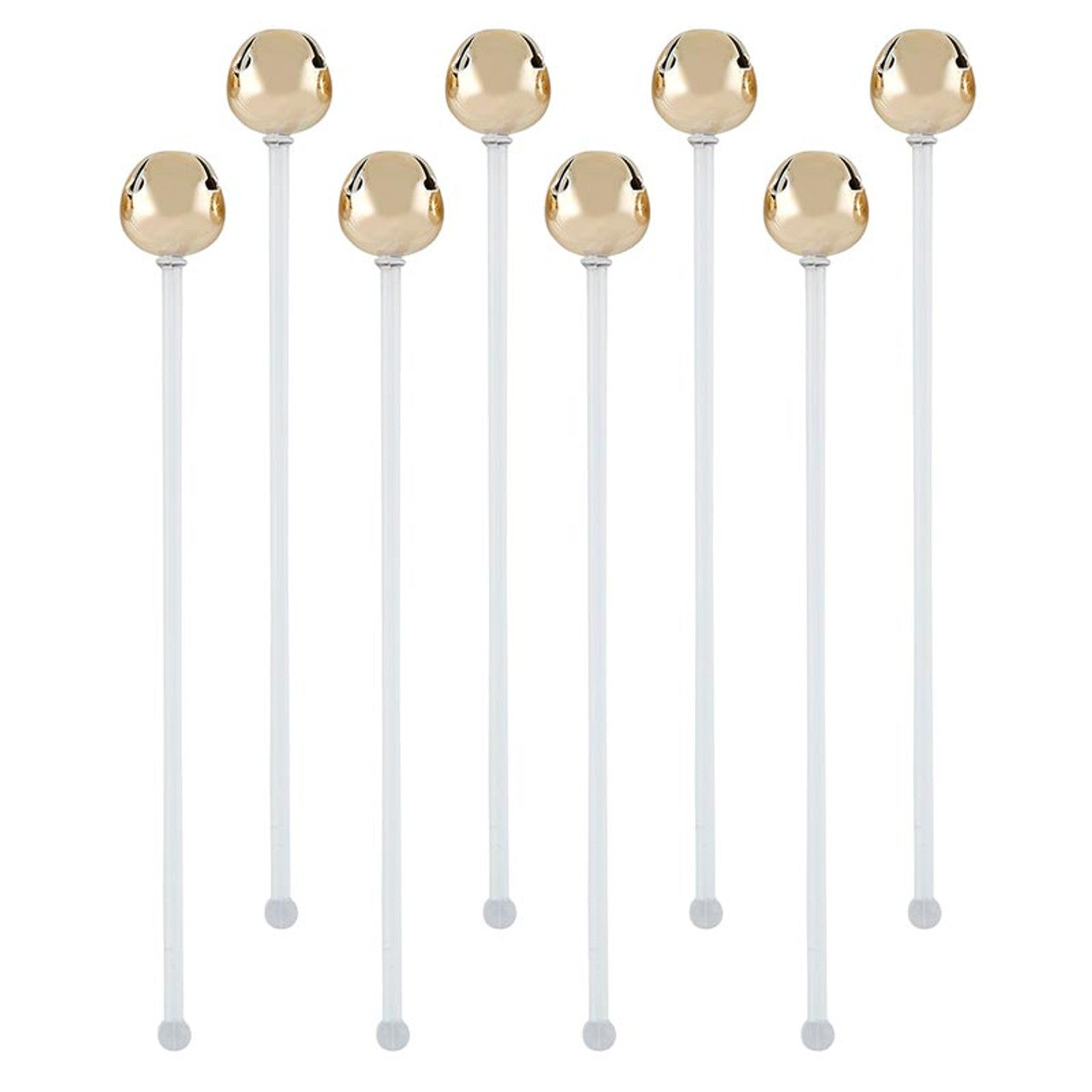 STIR STICKS-HOLIDAY BELL 8PK-GOLD
