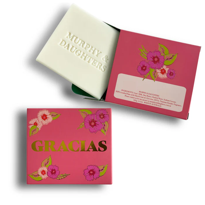 MURPHY & DAUGHTERS MESSAGE ON SOAP 6.5OZ-GRACIAS-FRANGIPANI