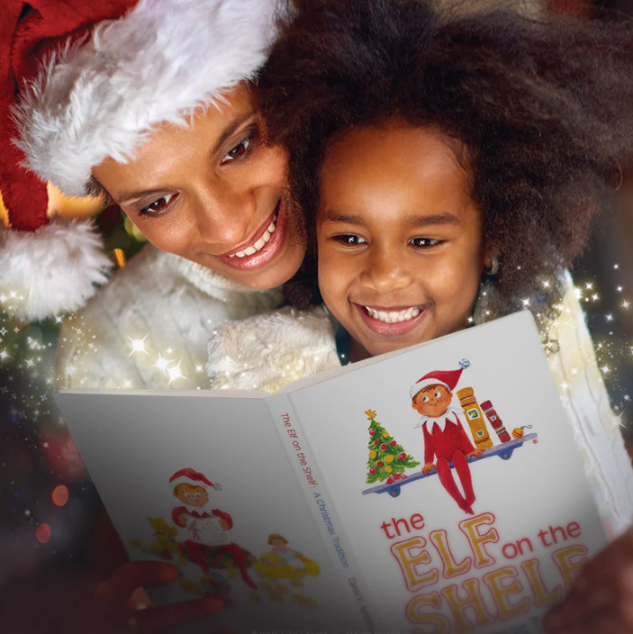 THE ELF ON THE SHELF CHRISTMAS TRADITION WITH POSABLE ELF -BOY BLUE EYES SPANISH
