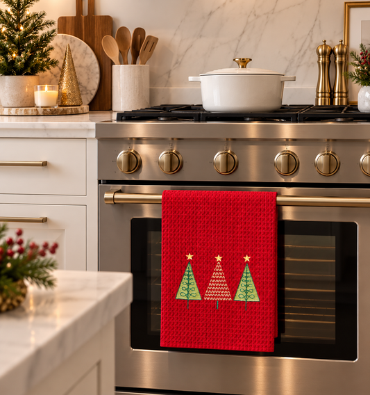 3 TREES TOWEL RED- KITCHEN TOWEL