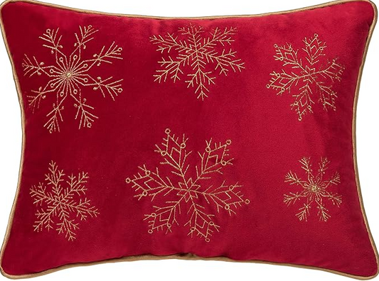 GOLD & RED SNOWFLAKE PILLOW