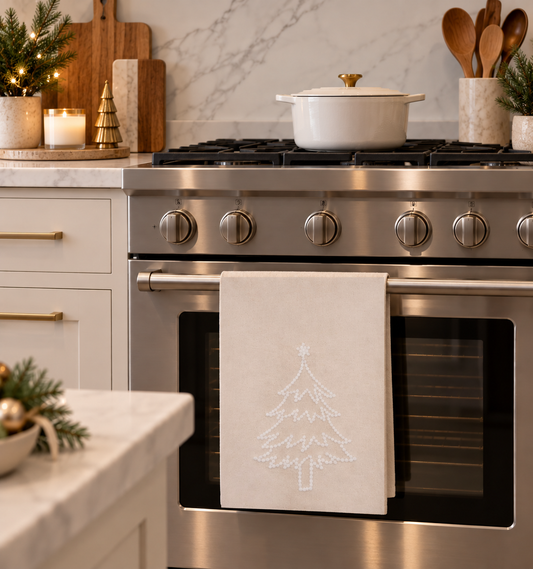 ELEGANT FRENCH KNOT KITCHEN TOWEL