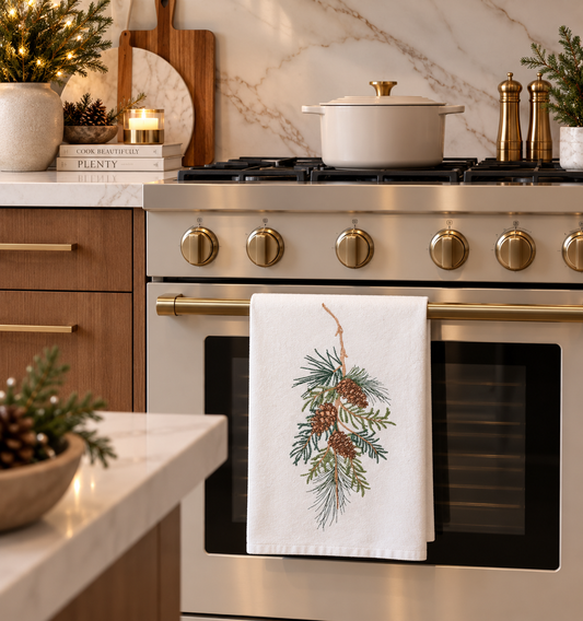 PINECONE SWAG KITCHEN TOWEL