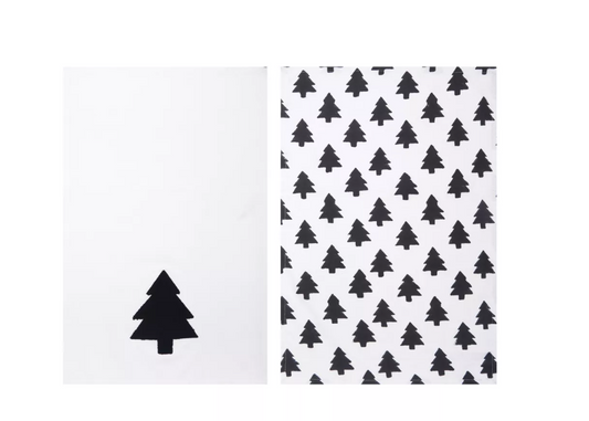 BLACK AND WHITE FOREST TOWEL SET OF 2