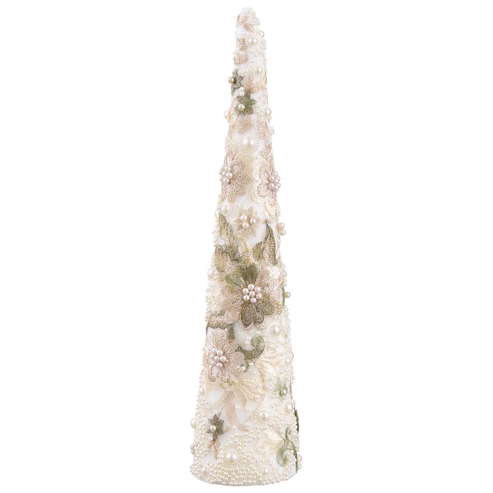 16'' PEARL EMBROIDERY TOPIARY CONE MIXED PEARLS