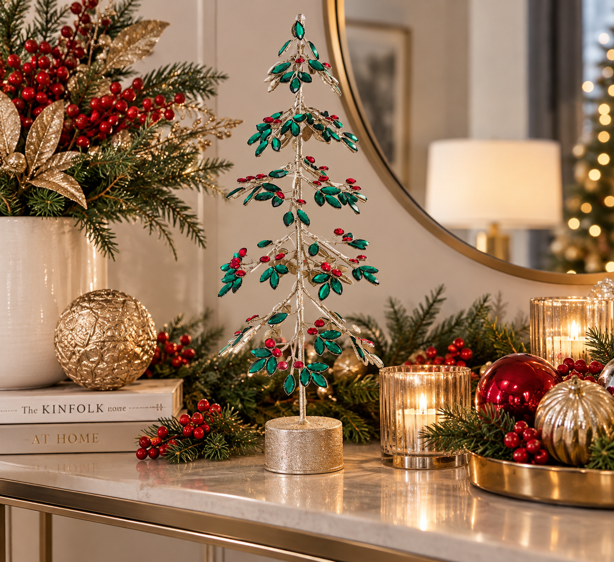 21.5'' RHINESTONE TREE WITH LIGHT MIXED GOLD
