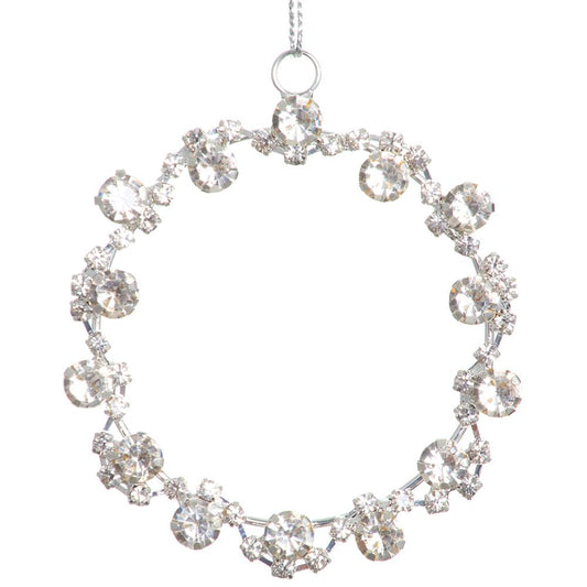 3.5'' DIAMOND MEDALLION ORNAMENT CLEAR SILVER