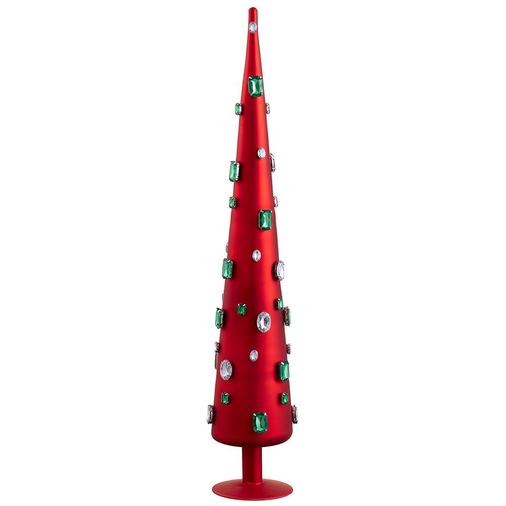 22.5'' RHINESTONE GLASS FINIAL TABLE TOP RED
