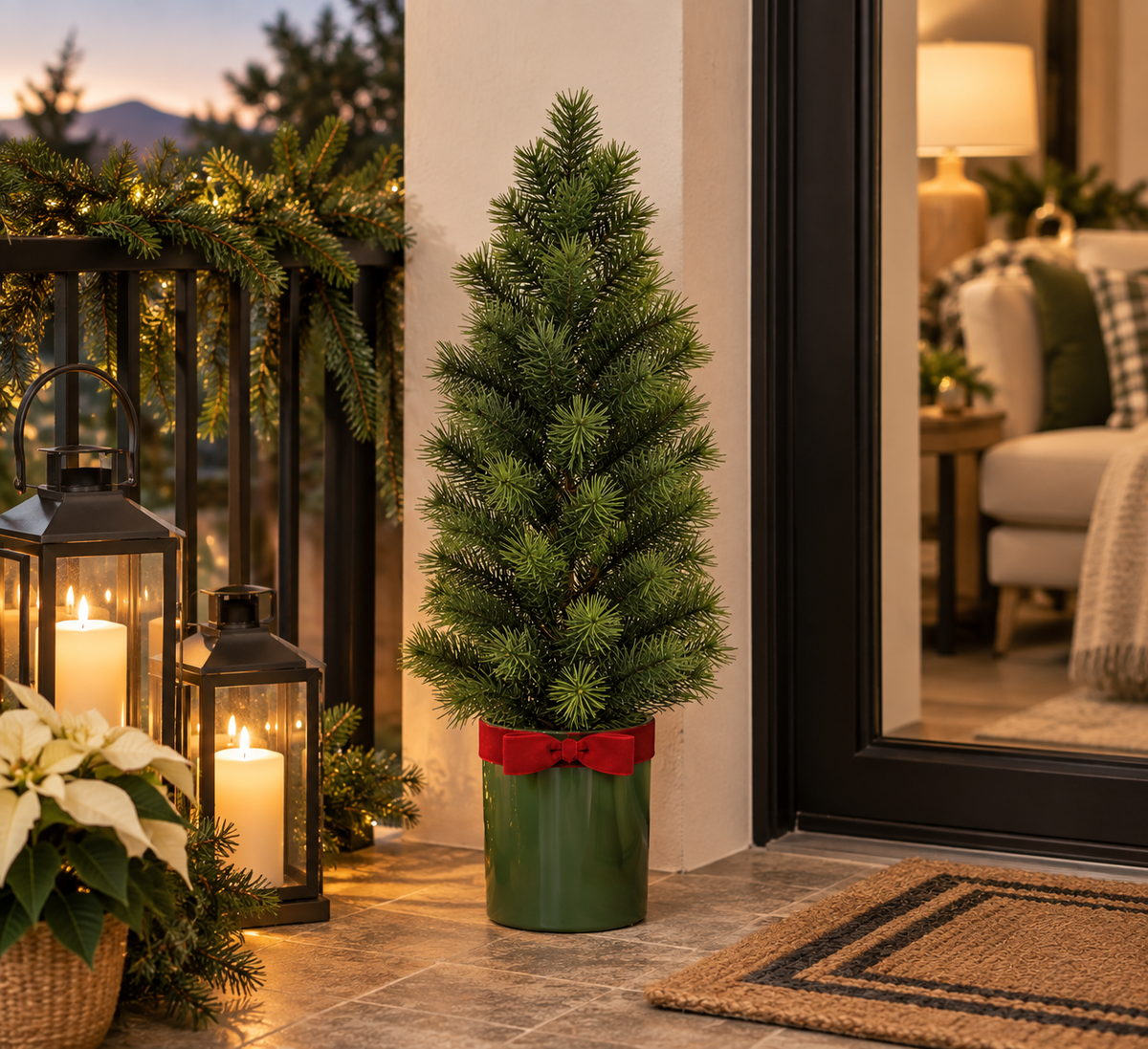 23'' SPRUCE TREE IN CERAMIC VASE GREEN